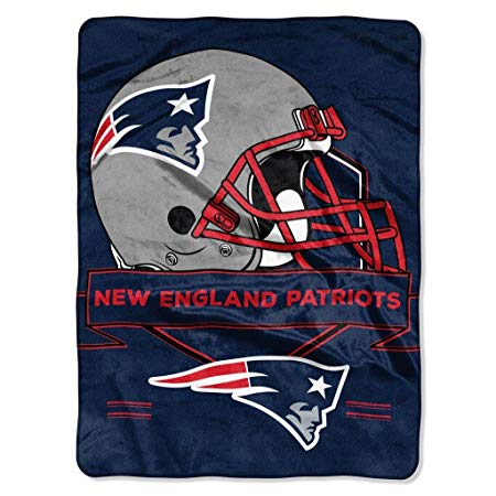 The Northwest Company NFL New England Patriots Prestige Plush Raschel Blanket, 60" x 80", Blue