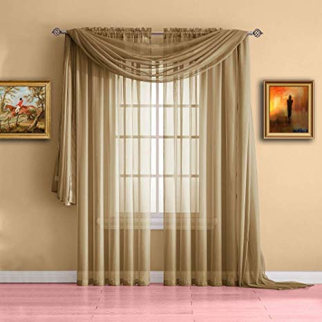 Warm Home Designs Extra Long Caramel Gold Sheer Window Scarf. Valance Scarves are 56 X 216 Inches in Size. Great As Window Treatments, Bed Canopy Or for Decorative Project. Color: Gold 216"