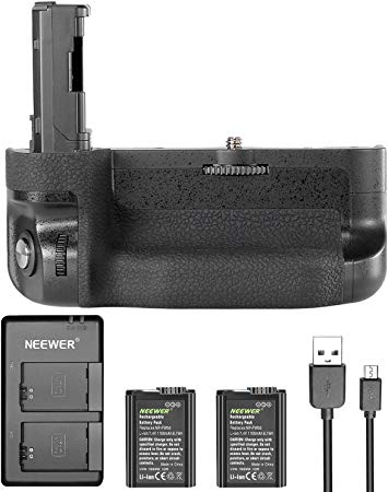 Neewer Vertical Battery Grip Kit for Sony A7 II A7R II, Includes VG-C2EM Replacement Battery Grip(Without Remote Control), 2 Pieces 1100mAh FW50 Replacement Li-ion Batteries and Dual Charger