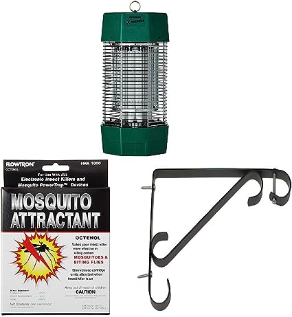 Flowtron MC9000 Residential Bug Fighter, Green & MA-1000 Octenol Mosquito Attractant Cartridge & SB-300 Security Wall Bracket for Electronic Insect Killers