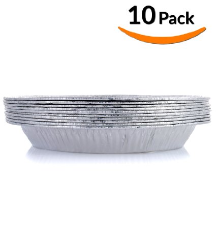 DOBI Pie Pans - Disposable Aluminum Foil Pie Plates, Standard Size - 9 x 1.75 Inches, Pack of 10. Favorite Pie Tin for Homemade Cakes & Pies