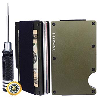 TAMASHI Minimalist Carbon Fiber RFID Rigid Wallet, Front Pocket Wallets for Men and Women | eBook and Extra Screws Included