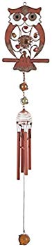 George S. Chen Imports Owl Windchime, Copper 26"