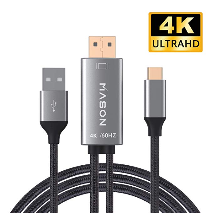 USB C to HDMI Adaptor, 4K@60HZ Type C to HDMI with USB Charging Cable for 2017/2016 MacBook Pro, iMac, Galaxy S9, Note 8, S8, ChromeBook Pixel and More.