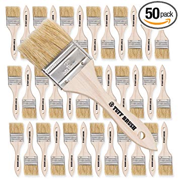 TUFF BRUSH - 50 Pack of 2 inch Chip Brushes for Paint, Stains, Varnishes, Glues, Resins, and Gesso
