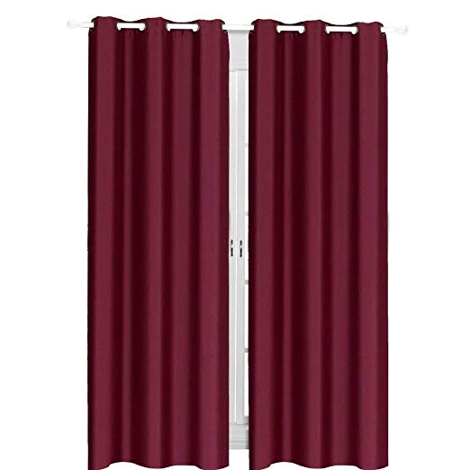 oakome Blackout Curtains Set of 2, Darkening and Thermal Insulating Window Curtains/Panels / Drapes with Grommets, Dust and Wrinkle Resistant for Bed Room/Living Room (Wine, 40 X 98 Inch)