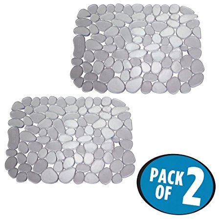 mDesign Pebbles Kitchen Sink Protector Mat - Pack of 2, Graphite