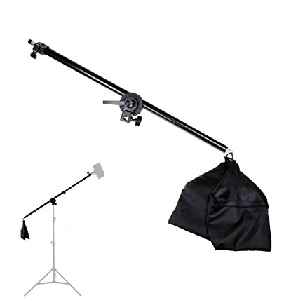 Lightdow 2.5ft to 4.5ft Adjustable Overhead Light Boom Arm with Swivel Tripod Clamp & Counter-weight Bag (Model Number: LD-DP025)