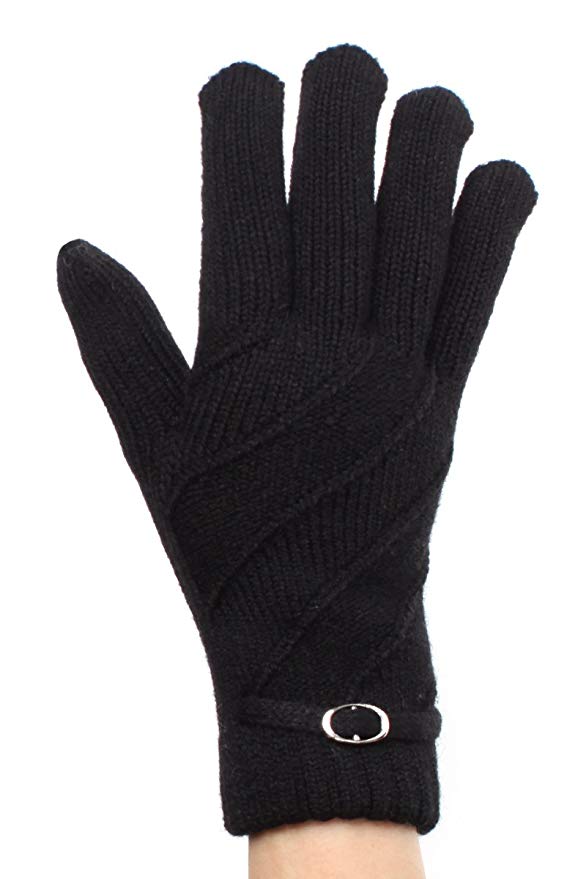 LL Womens Winter Knit Gloves Fashion Warm Fleece Lined - Many Styles
