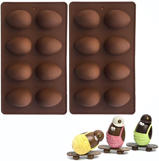 2-Pack Easter Egg Silicone Mold - MoldFun Easter surprise Eggs Pan Mold for Peanut Butter Chocolate, Candy, Muffin Cake, Cupcake, Jello, Soap, Bath Bomb, Yogurt Ice Cream, Candle Wax