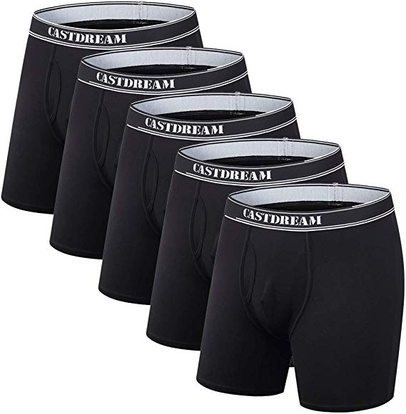 EGOOG Men's Underwear 5 Pack Bamboo Boxer Briefs for Men Pack Fly Front