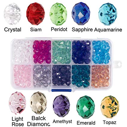 Bingcute Wholesale Briolette Crystal Glass Beads Finding Spacer Beads Faceted #5040 Briollete Rondelle Shape Assorted Colors With Container Box (1000PCS)