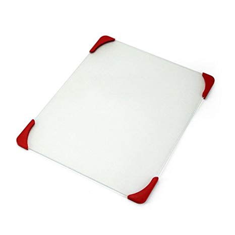 Farberware 12-by-15-Inch Glass Utility Cutting Board with Non-Slip Red Corners
