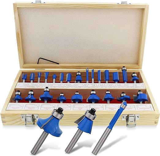 ABN Tungsten Carbide Router Bit Set - 24 Piece Router Set 1/4in Shanks - for Beginners to Commercial Users