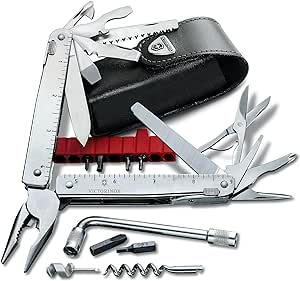 Victorinox Swiss Tool X Plus Swiss Army Pocket Knife, Large, Multi Tool, 37 Functions, Locking Blade, Case, Silver