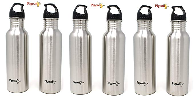 Pigeon Stainless Steel Water Bottle Set, 750ml, Set of 6, Silver