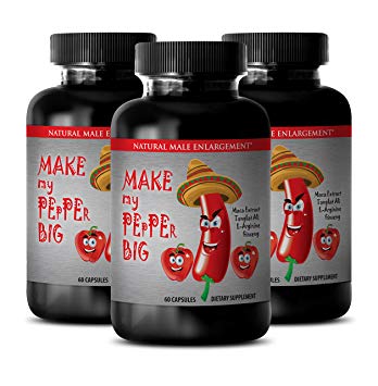 Best Male Enchantment Pills - "Make My Pepper Big" with Maca Root, L-Arginine, Ginseng - Supreme Testosterone Boost for Men with "Make My Pepper Big" Health Supplement (3 Bottles 180 Capsules)
