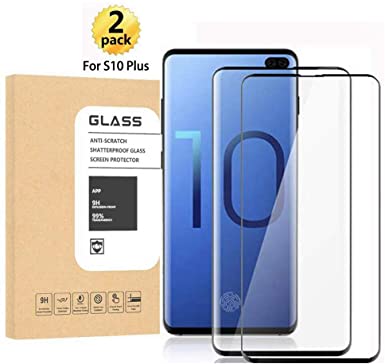[2-Pack] Galaxy S10 Plus Screen Protector,[in-Display Fingerprint Support] Full Coverage Screen Protector Compatible with Samsung Galaxy S10 Plus (2019) HD Case-Friendly Film [Not Glass][Black]