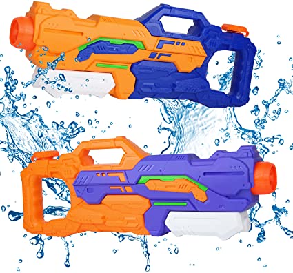infinitoo Water Gun, 2 Pack 1500ml 4 Mode Nozzles Large Capacity 8-12M Range Blaster Squirt Toys for Swimming Pool, Beach and Outdoor Summer Fun,Fighting Toy for Kids and Adults
