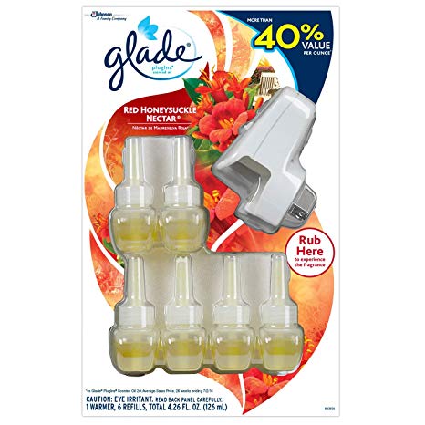 Glade Plugins Red Honeysuckle Nectar 1 Warmer Plus 6 Refills
