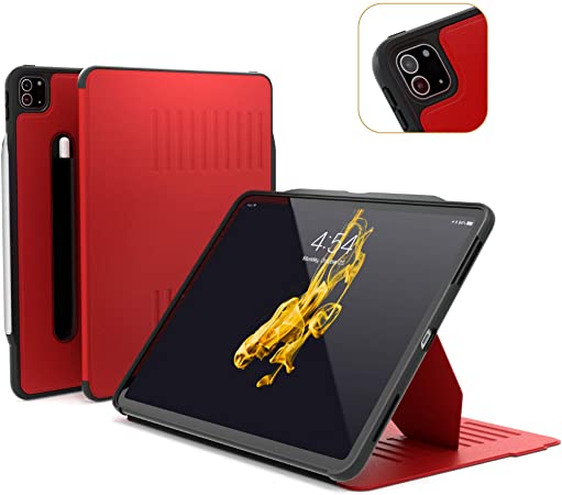 ZUGU CASE (New Model) Alpha Case for 2020 iPad Pro 12.9 inch - Ultra Slim Protective Case - Wireless Apple Pencil Charging - Convenient Magnetic Stand & Sleep/Wake Cover (Red)