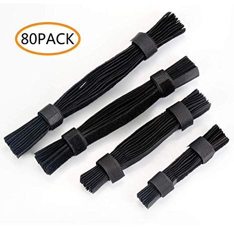 80 Pcs Cable Ties Straps, 6"/8"/10"/12" Reusable Fastening Wire Organizer, Black Cord Rope Zip Tie