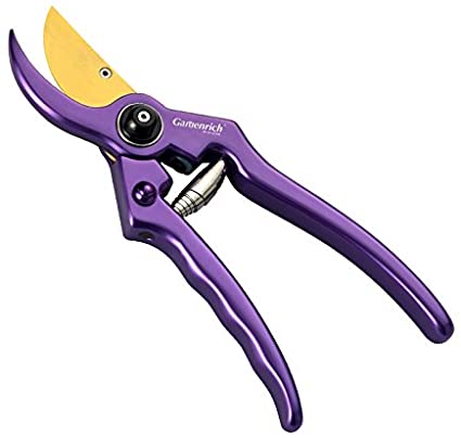 Profession Aluminum Garden Pruning Shears – Perfect Bypass Tree Trimmer, Garden Shears, Hand Pruner with Safety Lock System (Purple)