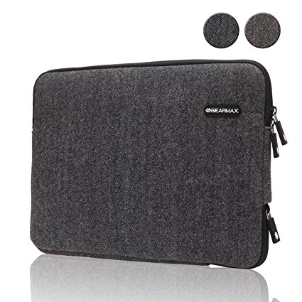 Gearmax(TM) 15.4"/15.4 Inch Woolen Herringbone Laptop Sleeve Case for Notebook / Macbook Air Pro / Surface ,(15.4 Inch ,Black)