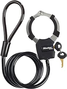 MASTER LOCK Bike Lock Cable with Cuff, Key, 1000 x 80 x 27 mm, for bike scooter quad stroller