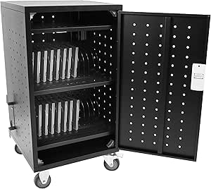 VIVO 30-Bay Locking Laptop and Tablet Charging Station Cart with Digital Keypad Lock, RFID Tag Compatible, Fits up to 14 inch Laptops, Secure Device Organization Storage Cabinet, Black, CART-LAPC1