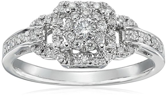 Sterling Silver Cluster Octagon Diamond Ring (1/4 cttw, H-I Color, I2 Clarity)