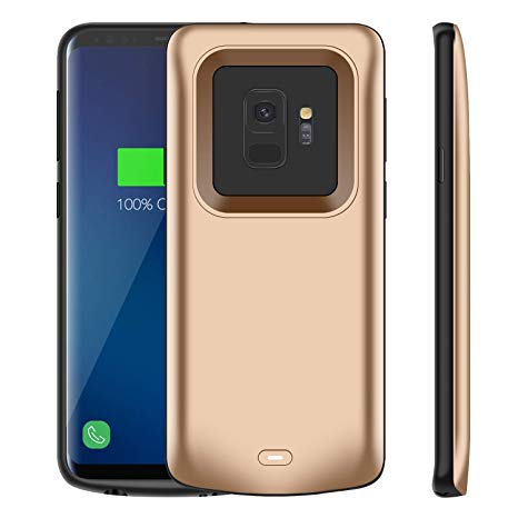 Modernway Galaxy S9 Plus Battery Case, 5200mAh Slim Portable Extend Battery Pack Charger Case, Rechargeable Charging Case for Samsung Galaxy S9 Plus(Gold)