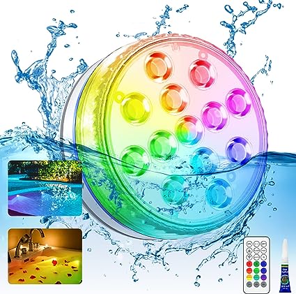 Pool Lights for Above Ground Pools waterproof,IP68 Shower Lights with Remote (200ft),Hot Tub Lights Underwater Swiming Pool lights for Lnground Pool,Party, Pond, Aquarium, Vase-16 Colors Dynamic