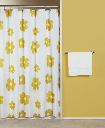 InterDesign Poppy Shower Curtain, Yellow, 72-Inch by 72-Inch