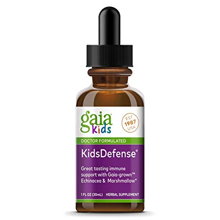 Gaia Herbs, GaiaKids KidsDefense Herbal Drops, Immune Support, Organic Echinacea, Black Elderberry, Ginger, Physician Formulated,  1 Fluid Ounce