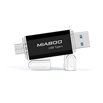 MIABOO USB 3.0 Type-C Flash Drive Interface Dual Drive Memory Storage 32GB U Disk for Phone, Tablet or New MacBook (Black 32GB)
