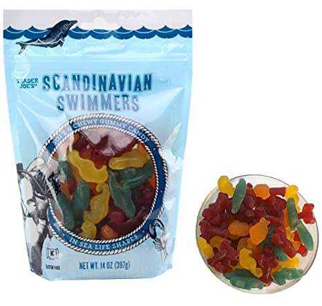 Trader Joe's Scandinavian Swimmers Gummy Candy Fish and Sea Life Shapes, 14 oz Gluten Free