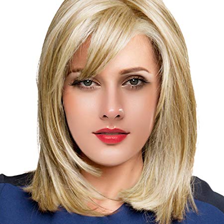 BLONDE UNICORN Bob Wig Human Hair Blonde Wigs With Bangs for Women Daily Use