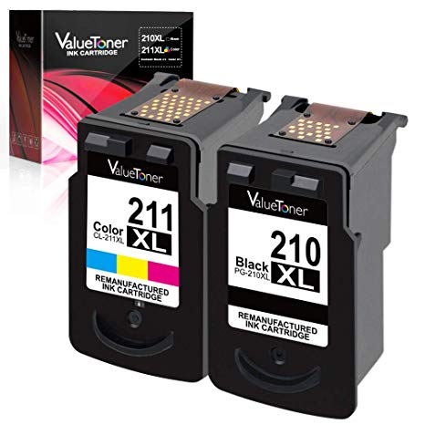 Valuetoner Remanufactured Ink Cartridge for Canon PG-210XL CL-211XL for Canon PIXMA IP2702 IP2700 MP230 MP240 MP250 MP270 MP280 MP480 MP490 MP495 MP499 MX320 MX330 MX340 MX420, (1 Black,1 Color)