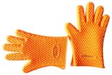 iQualite Heat Resistant Silicone BBQ Grill Oven Gloves and barbecue gloves for Cooking Baking Smoking and Potholder Orange