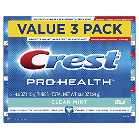 Crest Pro-Health Smooth Formula Toothpaste, Clean Mint, 4.6 oz, 3 Count