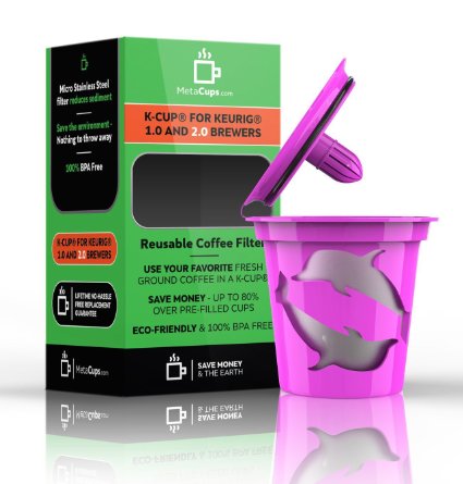 MetaCups 2.0 Reusable K Cups Coffee Filters for Keurig 2.0 Brewers K200, K300, K400, K500 Series, and Tea K-cup Pods. Bonus Free Keurig Coffee Recipes Guide Plus Lifetime Guarantee.