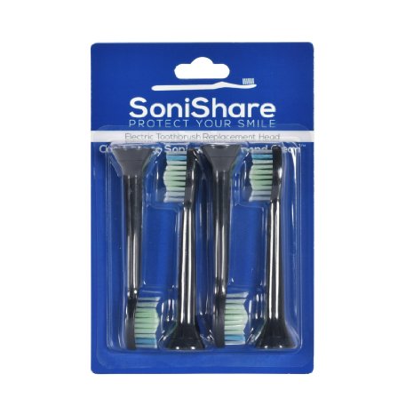 SoniShare Premium Replacement Toothbrush Heads for Philips Sonicare Diamond Clean, 4 Pack