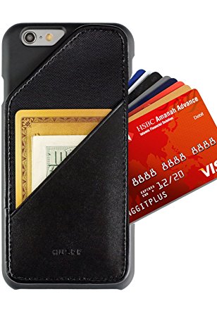 [iPhone 6 Plus/6S Plus] Leather Wallet Case - Slim Card Holder for Up to 8 Cards and Cash - Quickdraw by HUSKK - Black [QDPH6PBN]