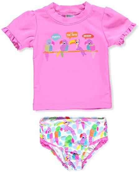KIKO & MAX Girls Suit Set with Long Sleeve Rashguard Swim Shirt