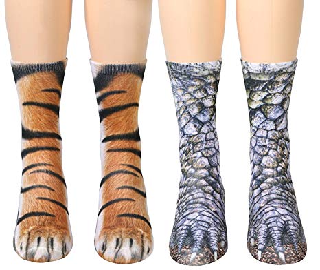 3D Socks Unisex Adult and Kids Animal Paw Crew Socks - Sublimated Print