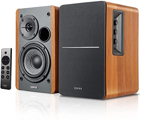 Edifier R1280DBs Active Bluetooth Bookshelf Speakers - Optical Input - 2.0 Wireless Studio Monitor Speaker - 42W RMS with Subwoofer Line Out - Wood Grain