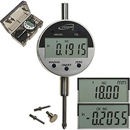 iGaging Digital Electronic Indicator 0-1"/0.0005" GAGE Gauge w/ 4 Probes - Absolute and Hold Functions Inch/Metric Conversion