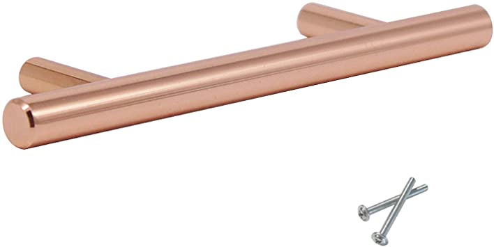 5 Pack Stainless Steel Cabinet Pulls Rose Gold Drawer Pulls Solid Kitchen Cabinet Hardware Pulls 3 inch Hole Centers Bedroom Bathroom Copper Pull Handles