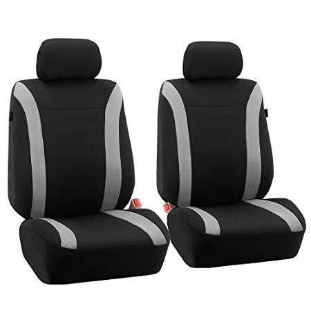 FH GROUP FH-FB054102 Gray Cosmopolitan Flat Cloth Seat Covers, Airbag Compatible and Split Bench, Gray/Black Color-Fit Most Car, Truck, SUV, or Van